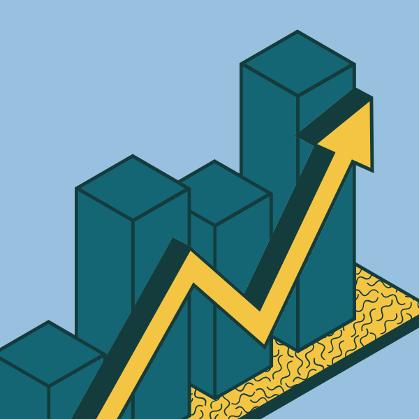 graphique avec une flèche vers le haut